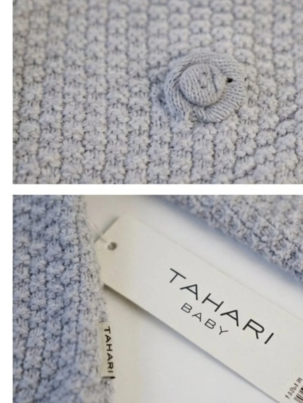 Tahari Baby 0-3M Knit Sweater & Pants Set with Socks Light Blue 100% Cotton NWT
